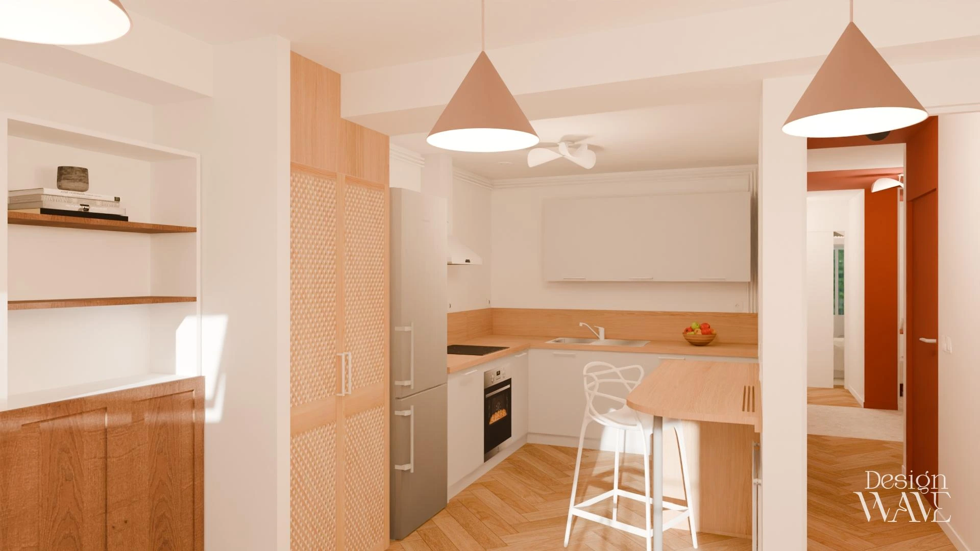 Rénovation d'un appartement avec optimisation des espaces, création de rangements et bureau sur mesure - vue 6