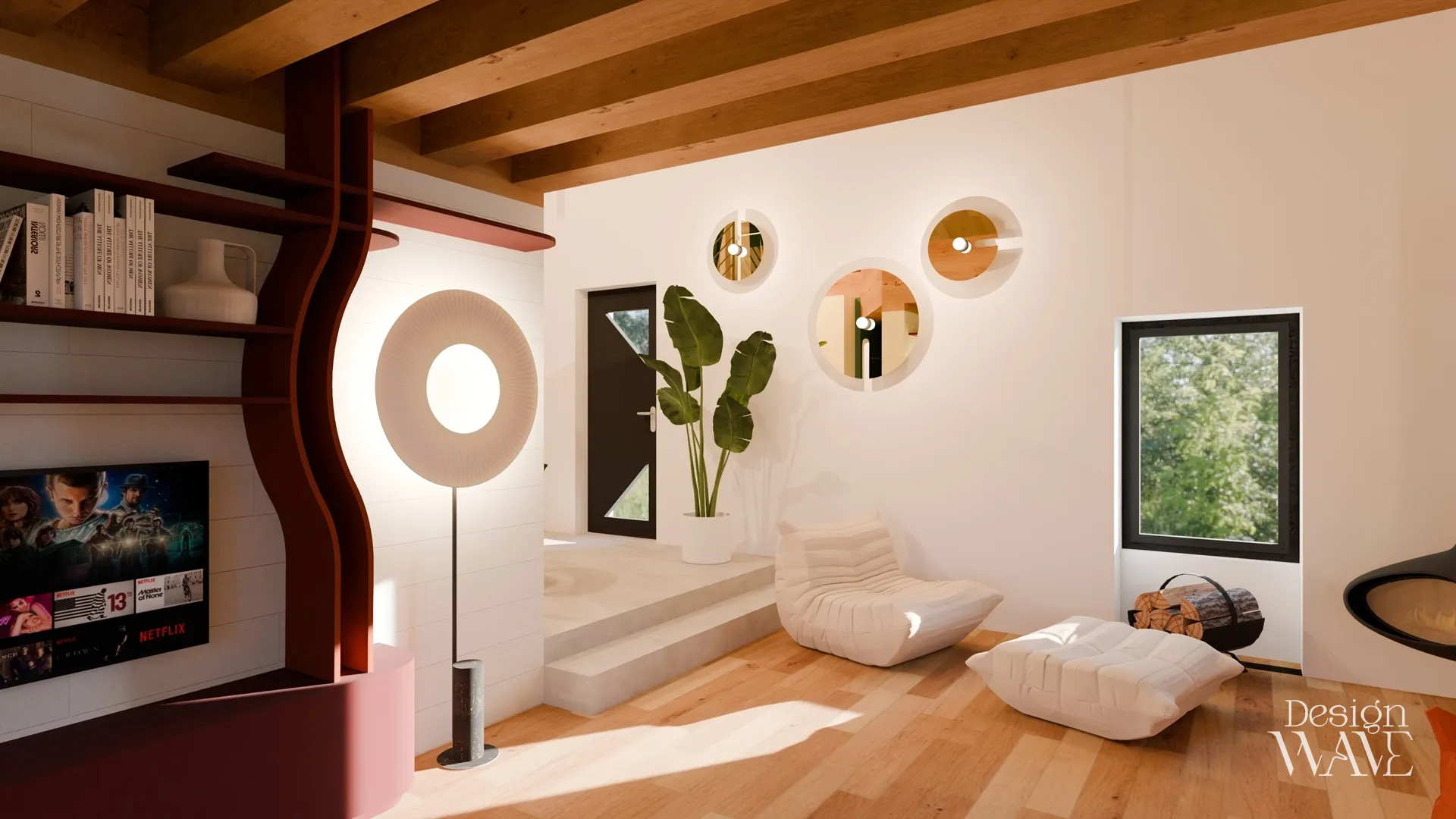 Salon et entrée aux courbes contemporaines, Design Wave Ancenis - vue 2