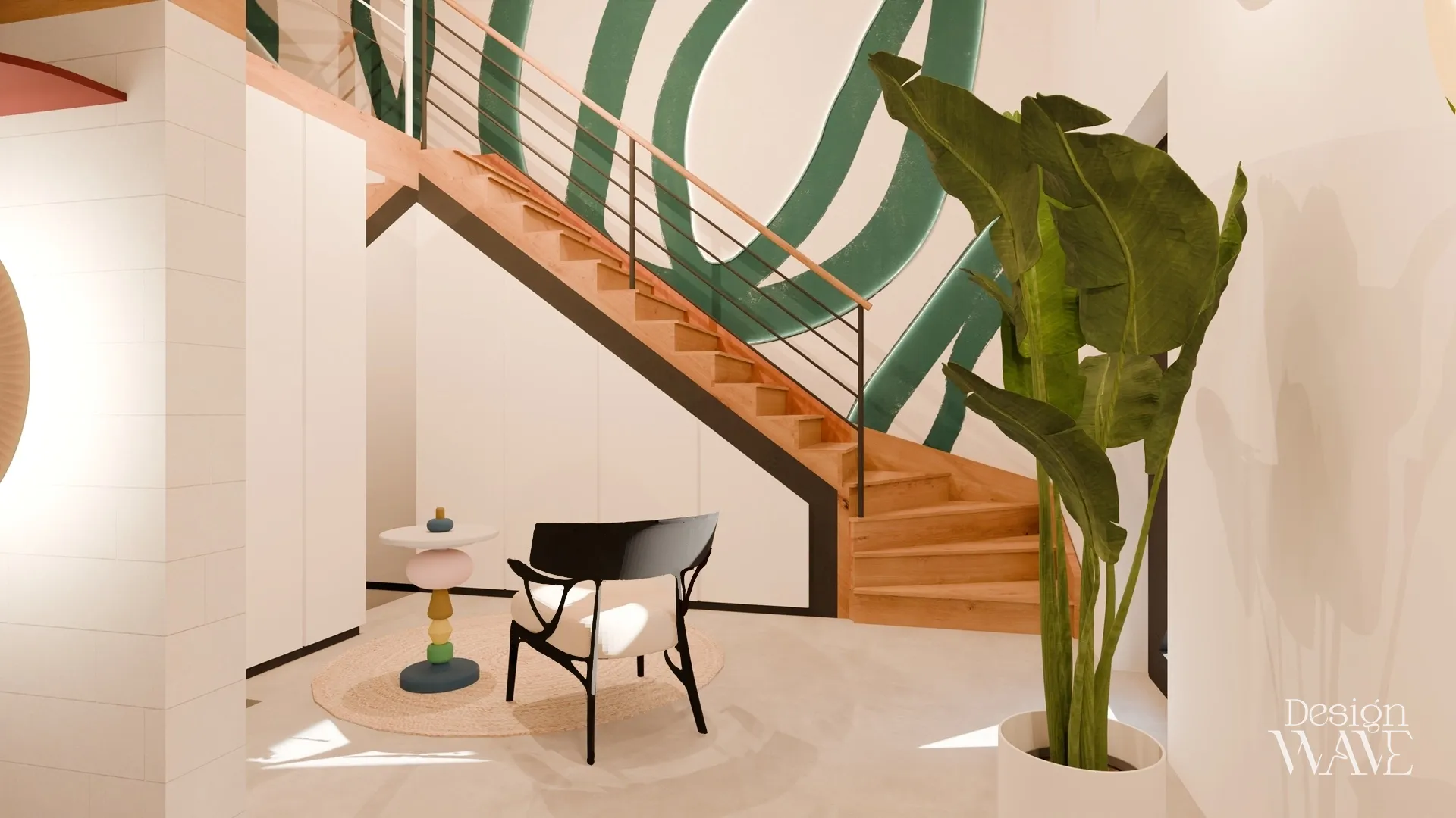 Salon et entrée aux courbes contemporaines, Design Wave Ancenis - vue 5