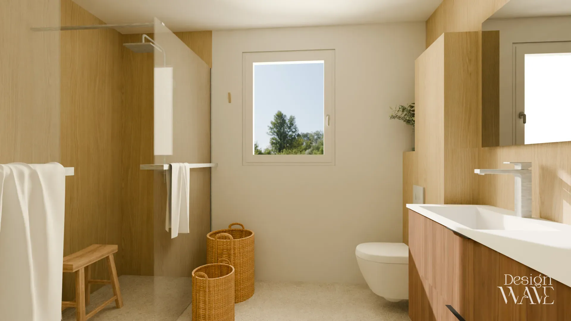 Rénovation de salle de bain en bois, Design Wave Ancenis - vue 3